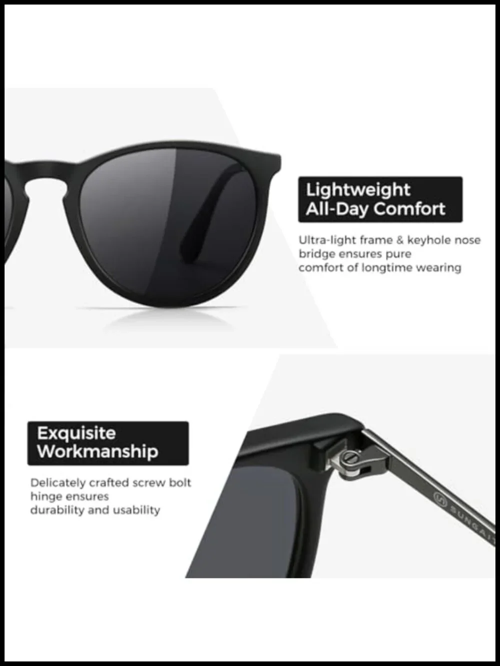 Premium Vintage Round Sunglasses, Polarized UV400 Protection, Lightweight TR90